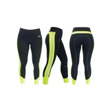 Black hy equestrian reflector ladies breeches with neon yellow accents snug fit and reflective stripes stylish pull-on hyviz