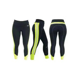 Black helly hansen riding leggings with neon yellow accents and reflective stripes perfect reflector ladies breeches