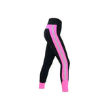 Black reflector ladies breeches with vibrant pink and silver reflective stripes and pink cuffs for stylish equestrian wear