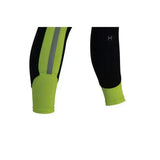 Black and neon green athletic compression sleeves with reflective stripe for stylish pull-on hyviz reflector ladies breeches