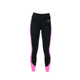 Black and pink stylish pull-on hyviz reflector ladies breeches with sleek form-fitting design for equestrian use