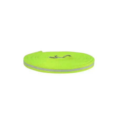 Bright neon green reflective equestrian reflector lunge rein with silver metal clasp for safe lunge training