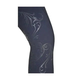 Dark navy hy equestrian regatta ladies breeches featuring exquisite embroidered silver filigree pattern