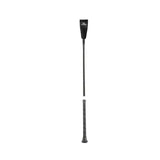 Black leather equestrian riding whip with spiral sure grip handle and colour braided shaft by hy equestrian
