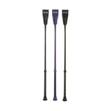 Three hy equestrian riding whips with riding whip spiral sure grip handle in black and purple color braided shaft