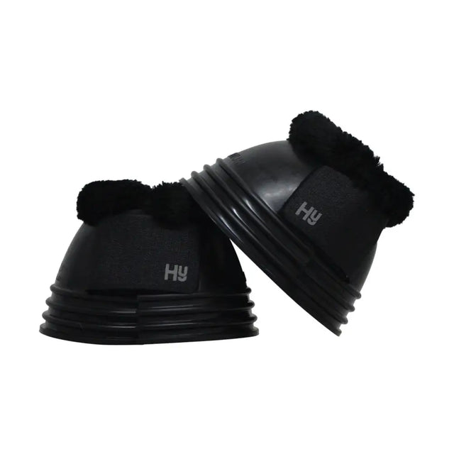 Hy Equestrian Ringed Fleece Topped Over Reach Boots Black Large Over Reach Boots Barnstaple Equestrian Supplies