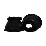 Black horse hoof boots with hyimpact fleece topped plush lining and glossy finish for over reach protection