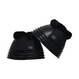 Black equestrian ringed fleece hoof boots with plush fleece topped lining and sleek ribbed design by hy equestrian