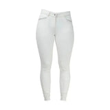 White roka crystal breeches with sleek fit and subtle stitching details perfect for equestrian roka crystal looks