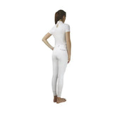 White short sleeve roka rose show shirt by hy equestrian perfect for active riders in fitted fabric