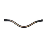 Black leather horse bridle browband with a central row of sparkling rose gold diamante in rosciano rose gold style