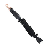 Black braided rope strap with rose gold lead rope clasp and leather ends from hy equestrian rosciano rose gold
