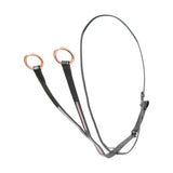 Black leather horse bridle with rose gold rings and pink stripes from hy equestrian rosciano rose gold martingale