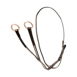 Black leather horse bridle with rose gold metal rings and reflective silver mesh strap hy equestrian rosciano rose gold martingale