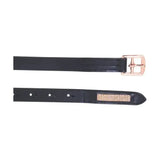 Black leather hy equestrian rosciano rose gold stirrup leathers with rose gold buckle and rhinestone tip
