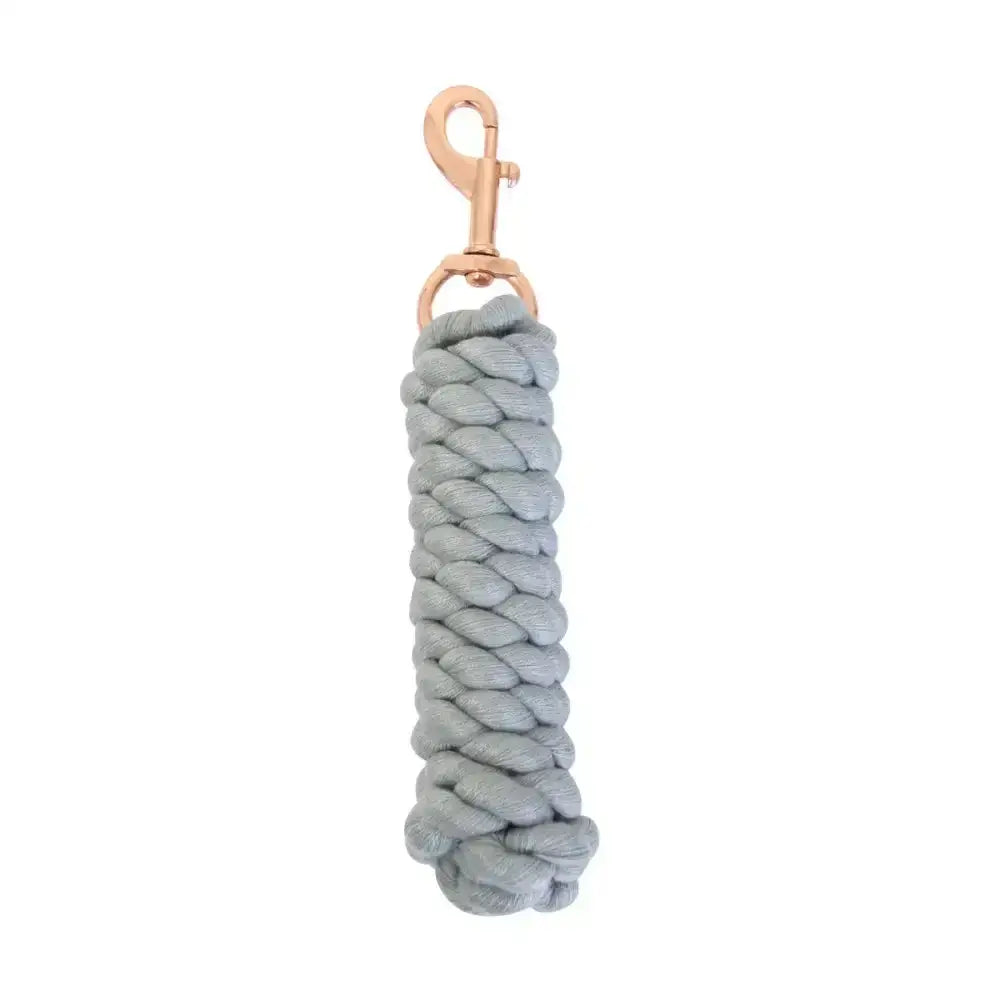 Gray braided classic lead rope with rose gold tone metal clasp for equestrian rose gold style use