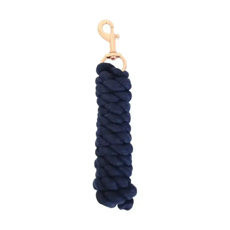 Navy blue braided rope keychain with a gold swivel hook perfect for hy equestrian rose gold lead rope fans