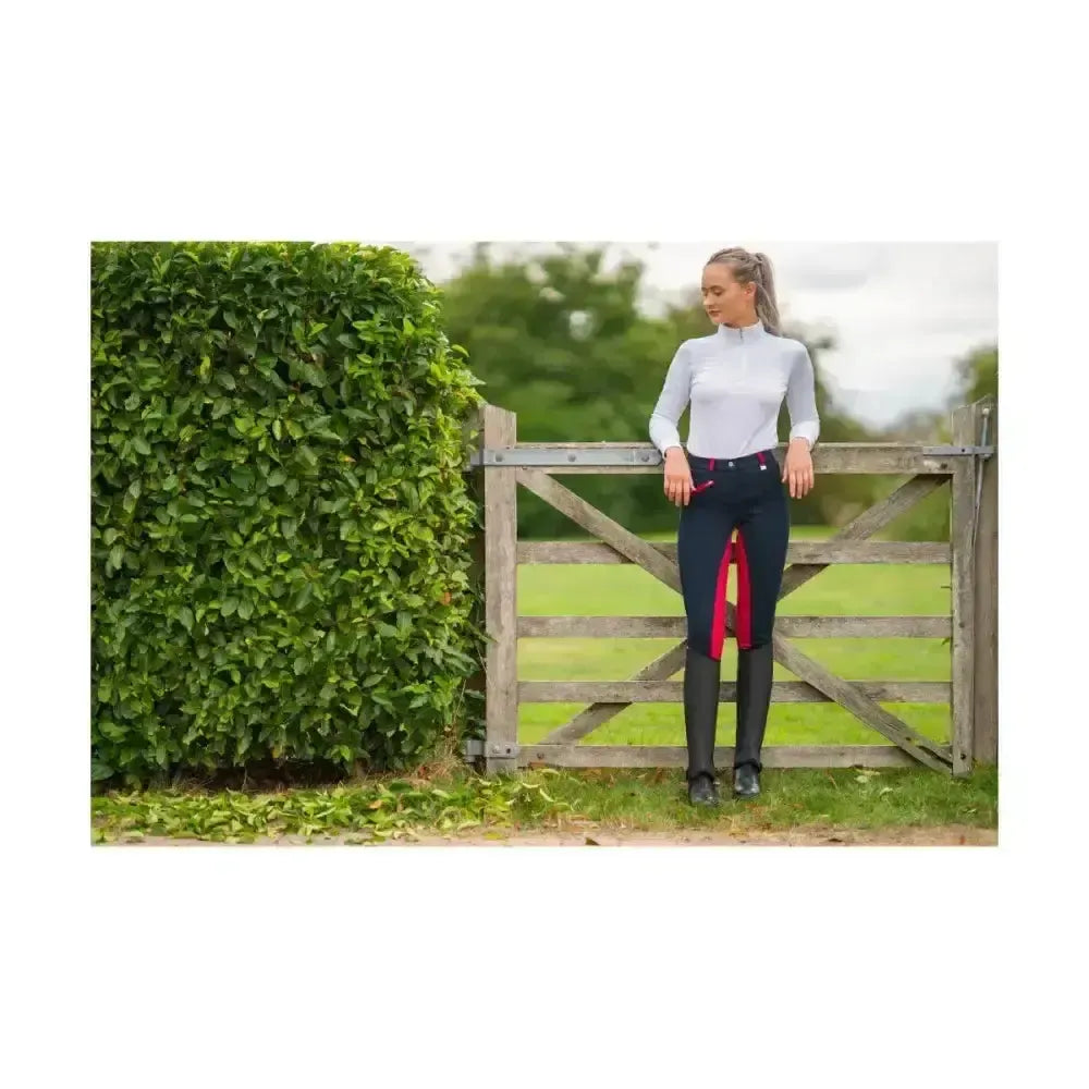 HY Equestrian Saxby Silicone Jodhpurs Anthracitegrey/Cerise Pink 24" Jodhpurs