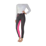HY Equestrian Saxby Silicone Jodhpurs Anthracitegrey/Cerise Pink 24" Jodhpurs
