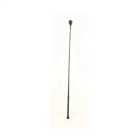 Black leather equestrian schooling whip with tapered handle and pointed tip from hy equestrian schooling whip open keeper
