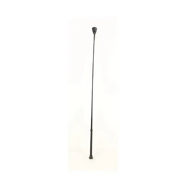 Black leather equestrian schooling whip with tapered handle and pointed tip from hy equestrian schooling whip open keeper