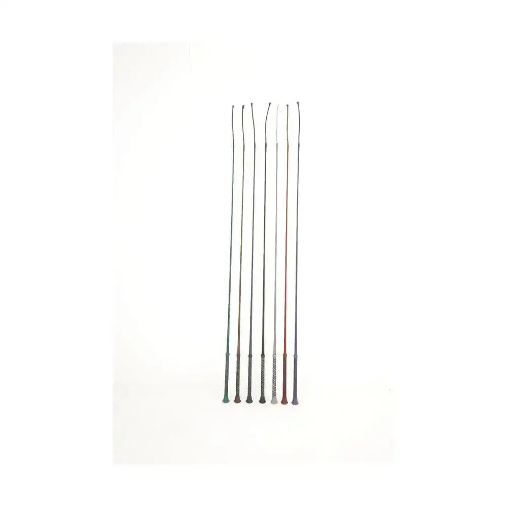 Set of six hy equestrian schooling whip spiral sure grip handles in assorted colors with flexible shafts and textured grips