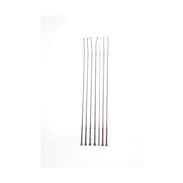 Set of six hy equestrian schooling whip spiral sure grip handles in assorted colors with flexible shafts and textured grips