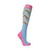 Hy Equestrian Seaside Donkey Socks (Pack of 3) Sea Blue/Sunset Orange 4-8 Riding Socks Barnstaple Equestrian Supplies