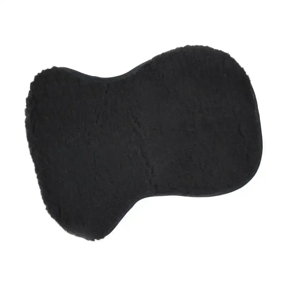 Black plush hy equestrian seat saver with contoured shape and soft fuzzy texture for comfortable saddle covers and seat savers
