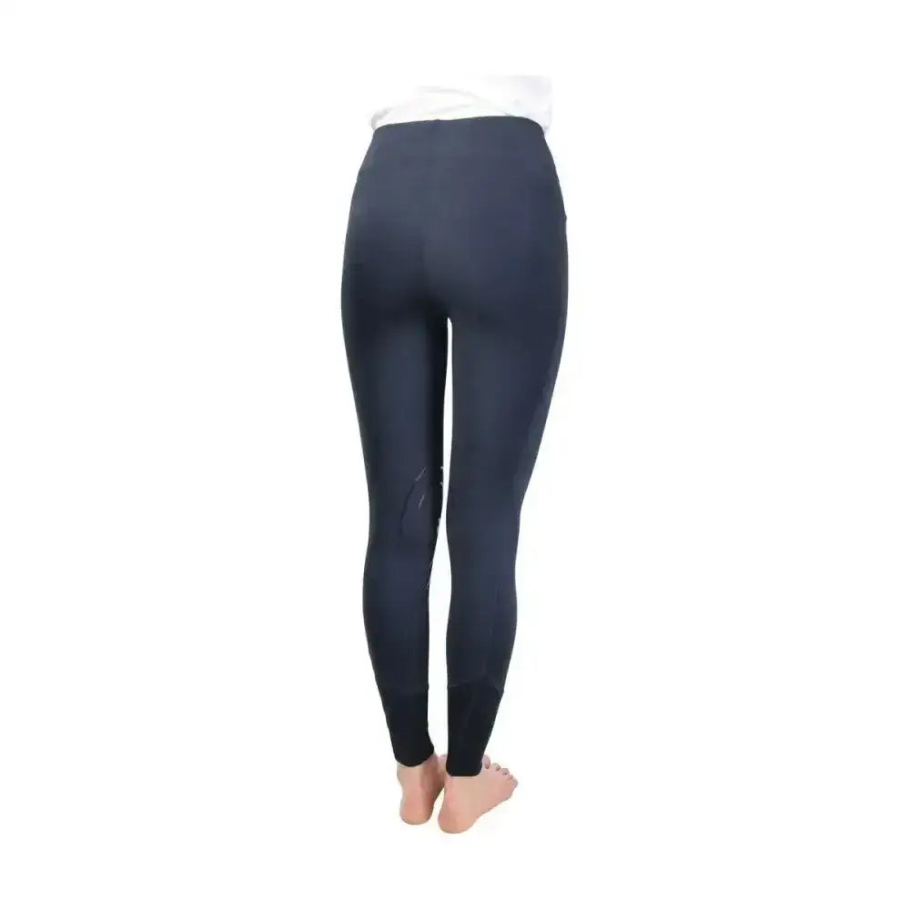 Black stretchy high waist hy equestrian selah competition riding tights with subtle side seam detailing