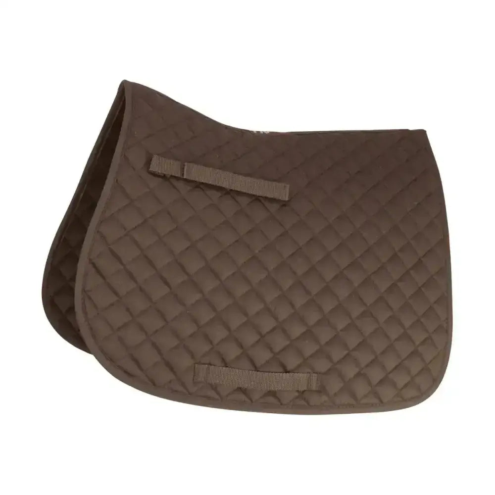 Brown quilted hy equestrian showjump saddle cloth with diamond stitching and fabric straps for secure fit saddle pad ideal