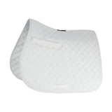 White quilted showjump saddle cloth with diamond pattern and small side pocket ideal for equestrian saddles