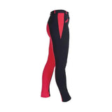 Black and vibrant red fashionable two tone equestrian sienna ladies jodhpurs with a sleek form fitting design