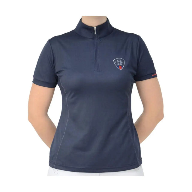 HY Equestrian Signature Sports Shirt Marine Blue/Red X Large Show Shirts Barnstaple Equestrian Supplies