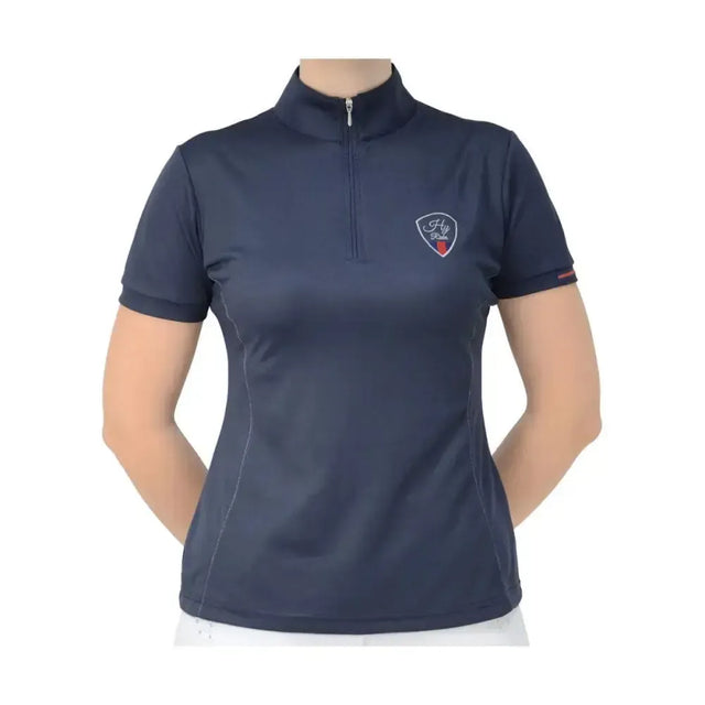 HY Equestrian Signature Sports Shirt Marine Blue/Red X Large Show Shirts