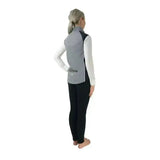 Gray and black hy equestrian silva flash reflective gilet with a highly reflective zipper pocket for safety and style