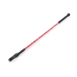 Pink patterned hy equestrian silver riding whip with black handle and tip featuring horse print design