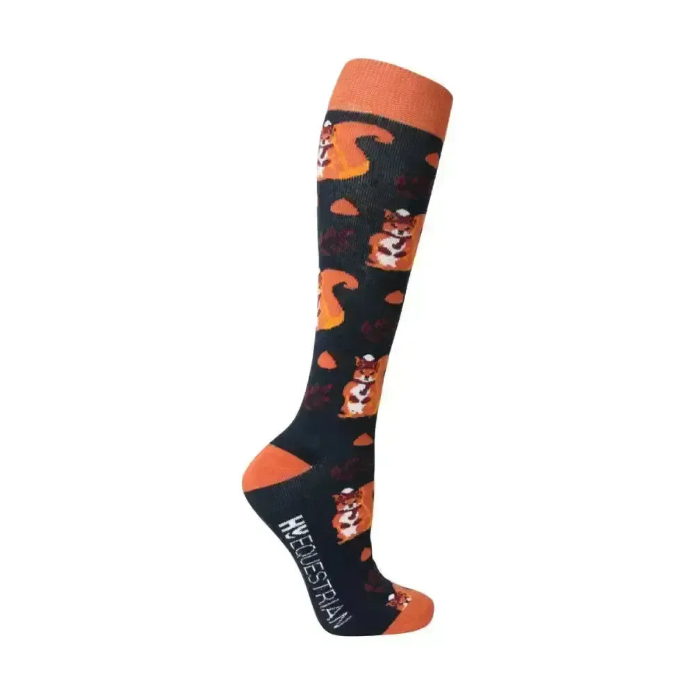 Hy Equestrian Skyla the Squirrel Socks (Pack of 3) Burgundy/Navy 4-8 Riding Socks
