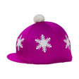 Hy Equestrian Snowflake with Pom Pom Hat Cover Dark Cerise One Size Hat Silks Barnstaple Equestrian Supplies