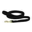 Black hy equestrian soft webbing lead with gold-toned metal clasp for easy equestrian use without chain