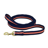 Hy Equestrian Soft Webbing Lead Rein without Chain Navy/Orange Lead Ropes Barnstaple Equestrian Supplies