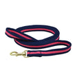 Navy blue and pink striped hy equestrian soft webbing lead with gold-tone clasp no chain webbing lead rein
