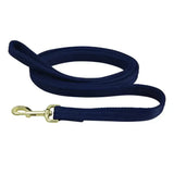 Navy blue woven soft webbing lead with gold-toned metal clasp from hy equestrian soft webbing lead rein