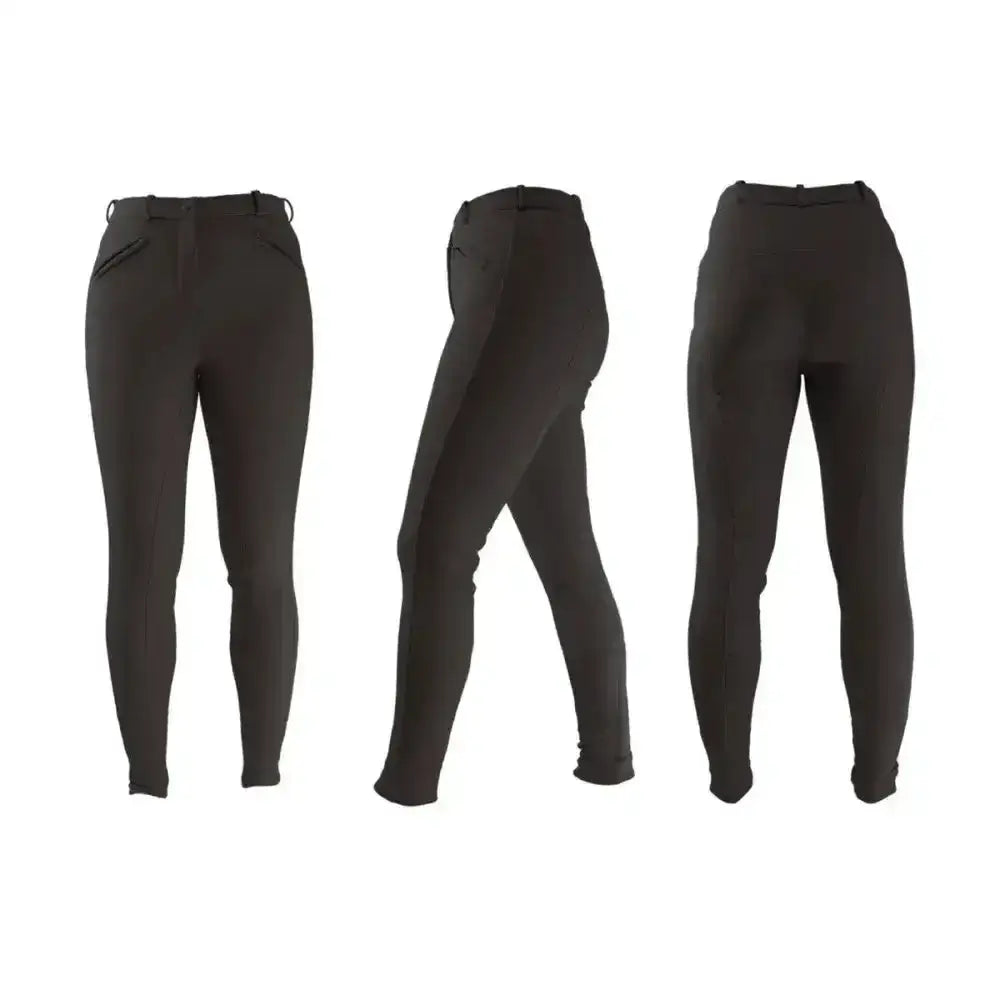 Black equestrian softshell winter ladies breeches with sleek fit and subtle stitching perfect for cold rides