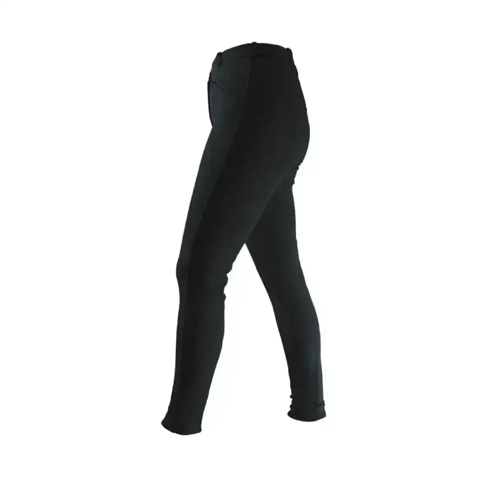 Black equestrian softshell winter ladies breeches with sleek fit and subtle stitching details for cold weather riding