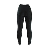 Black form-fitting equestrian softshell winter ladies breeches with smooth fabric and elastic waistband for winter riding