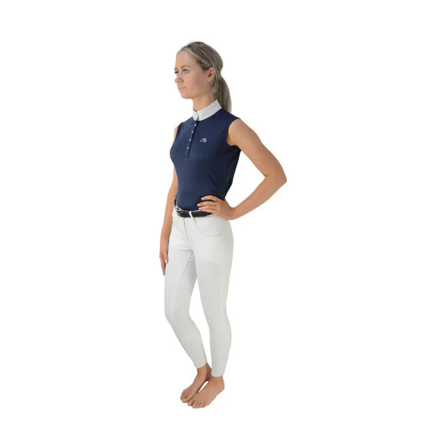 HY Equestrian Sophia Sleeveless Show Shirt Monaco Navy X Large Show Shirts Barnstaple Equestrian Supplies