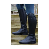 Black leather sorrento field riding boots with sleek polished finish and classic lace-up design for equestrian use