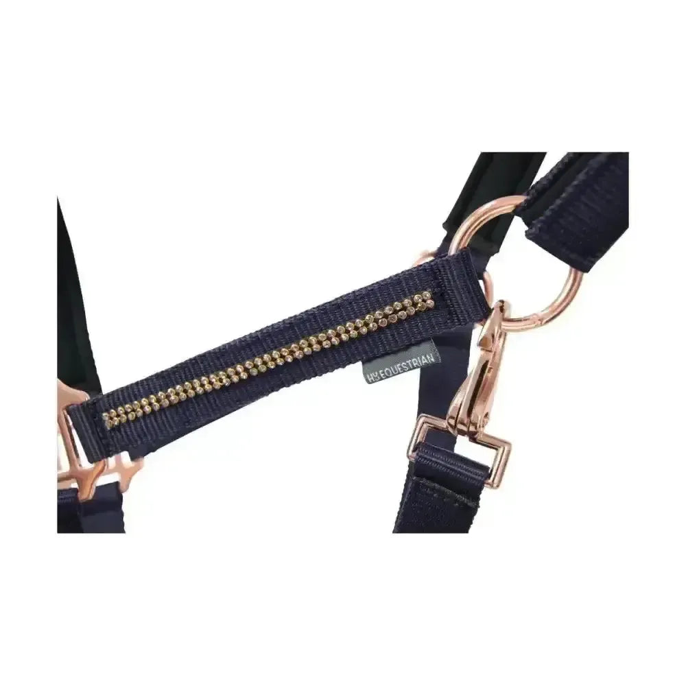Hy Equestrian Sparkling Head Collar & Lead Rope Set Black/Silver Cob Headcollar Sets