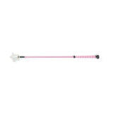 Pink hy equestrian spiral star riding whip with clear star shaped head and black grip ends for riding use
